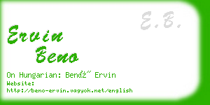ervin beno business card